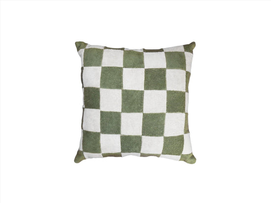 Green Chequered Towelling Cushion