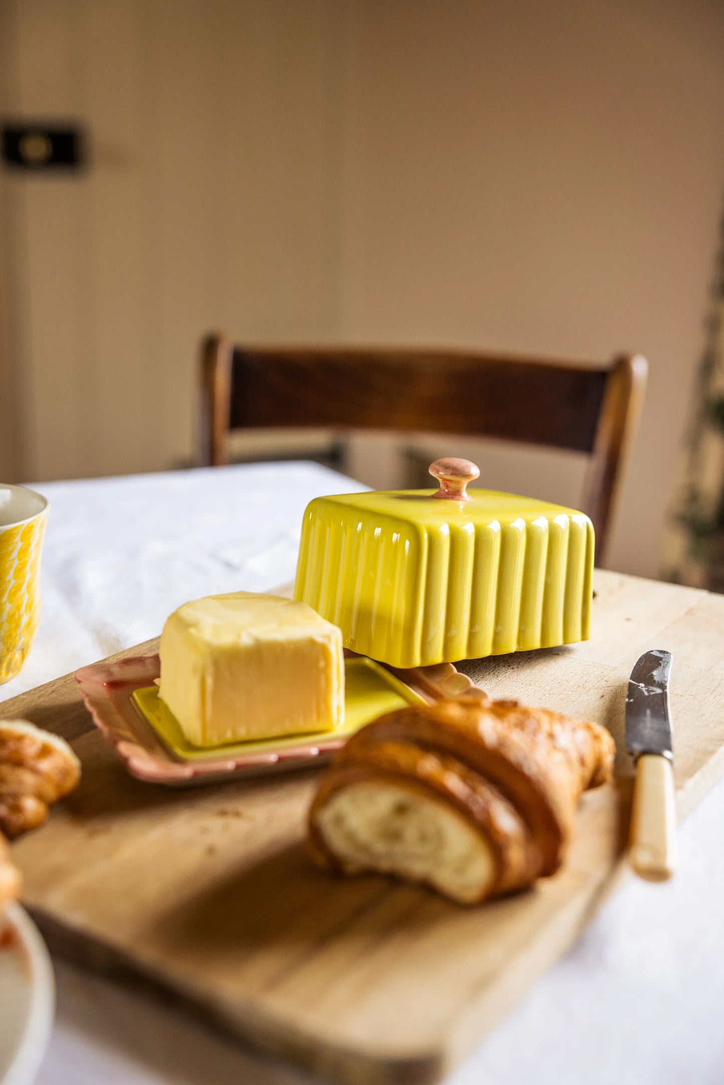 Butter Dish - Yellow & Pink