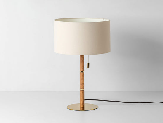 Brass disk table lamp