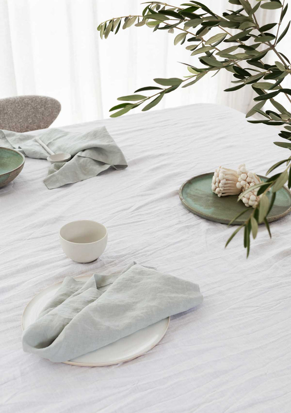 100% Linen Table Napkins - Mint (Set of Four)