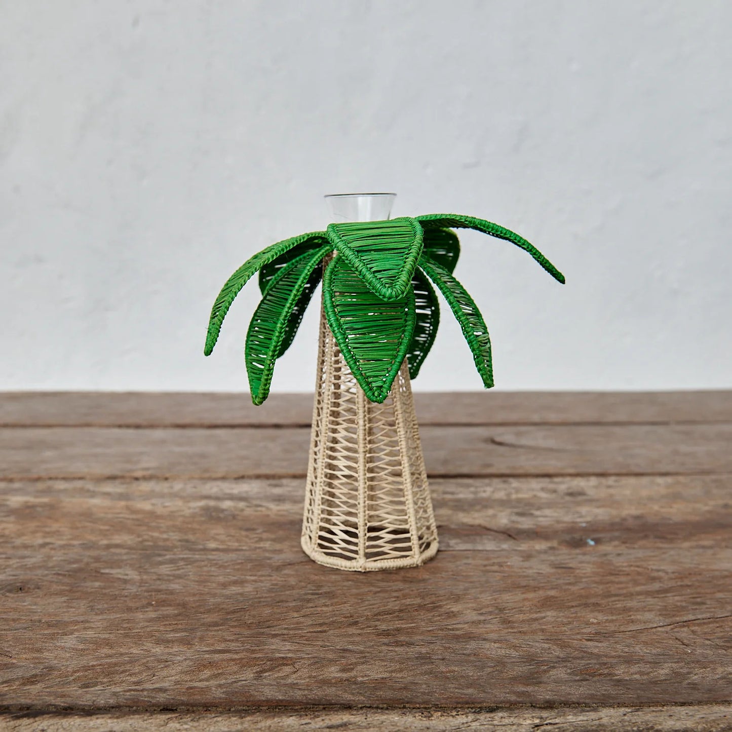 Green Iraca Palm Tree Candleholder M