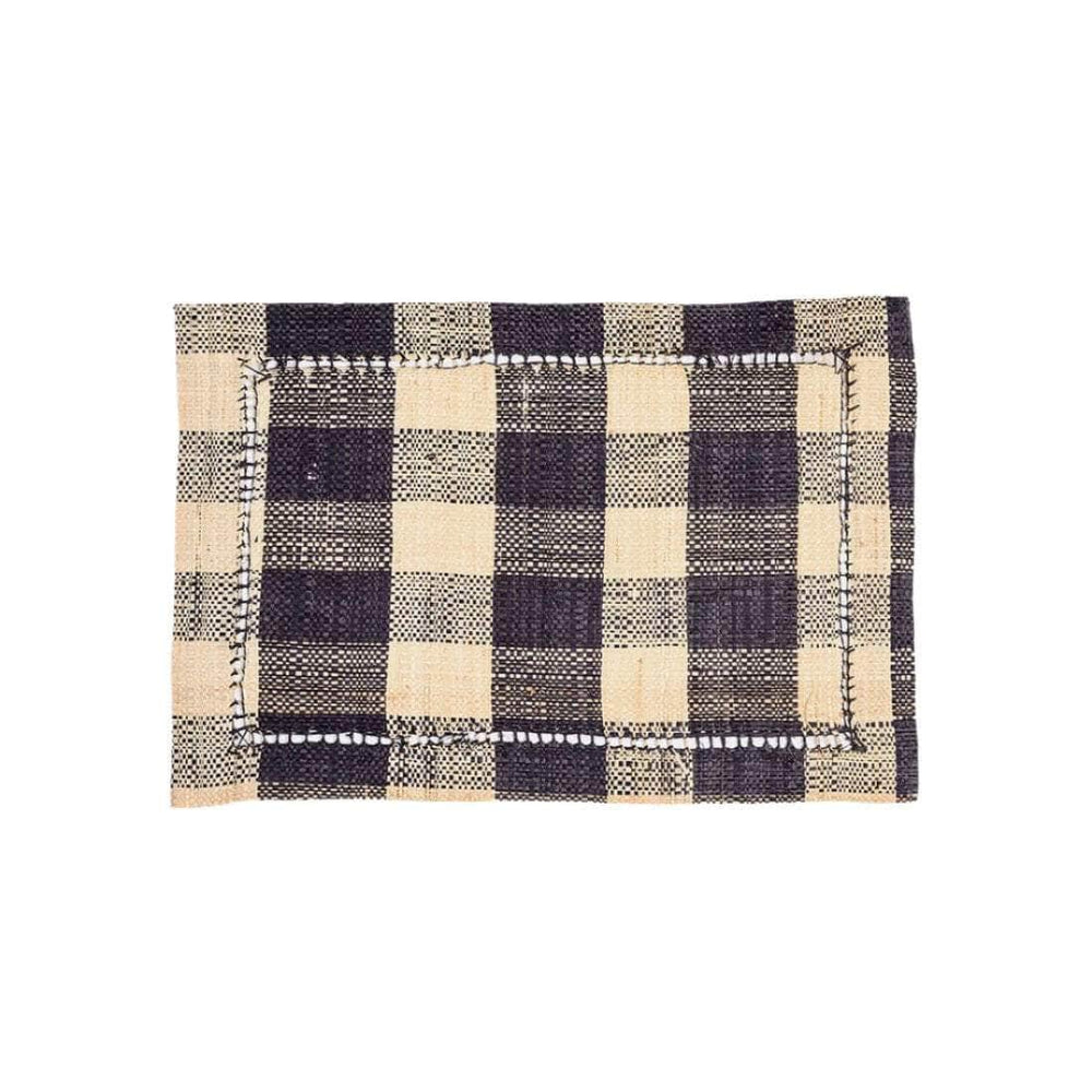 Navy Block Gingham Raffia Placemats (Set of 6)