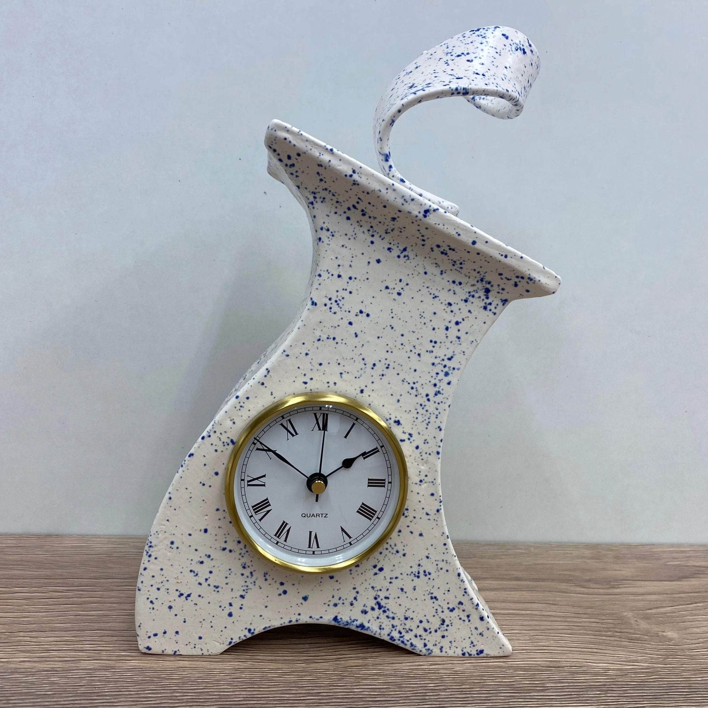 Ceramic Mantel Clock - Light Blue Speckled