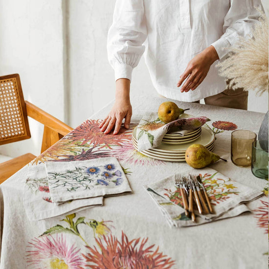 Linen Napkins COUNTRY FLOWERS Set of 6