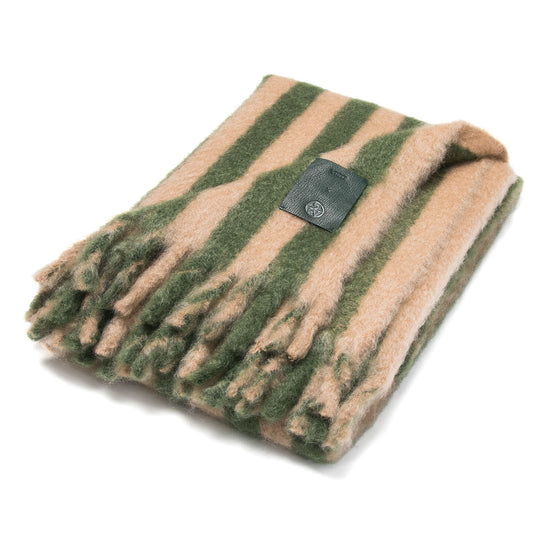 Mohair Blanket SGV Stripes Green and Beige