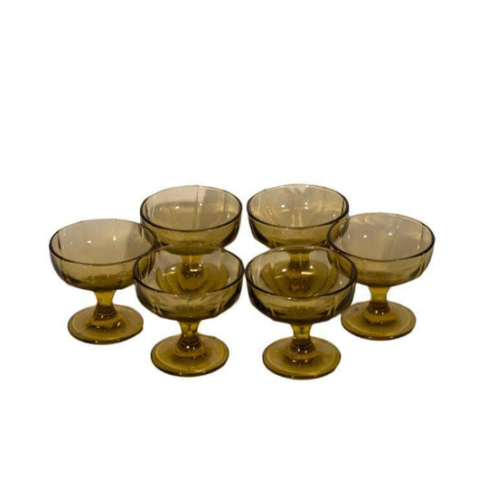 Vintage Amber Glass Dessert Cups Set of Six