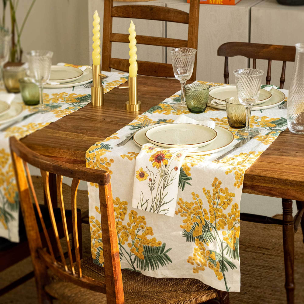 Linen Table Runner MIMOSA  Off White