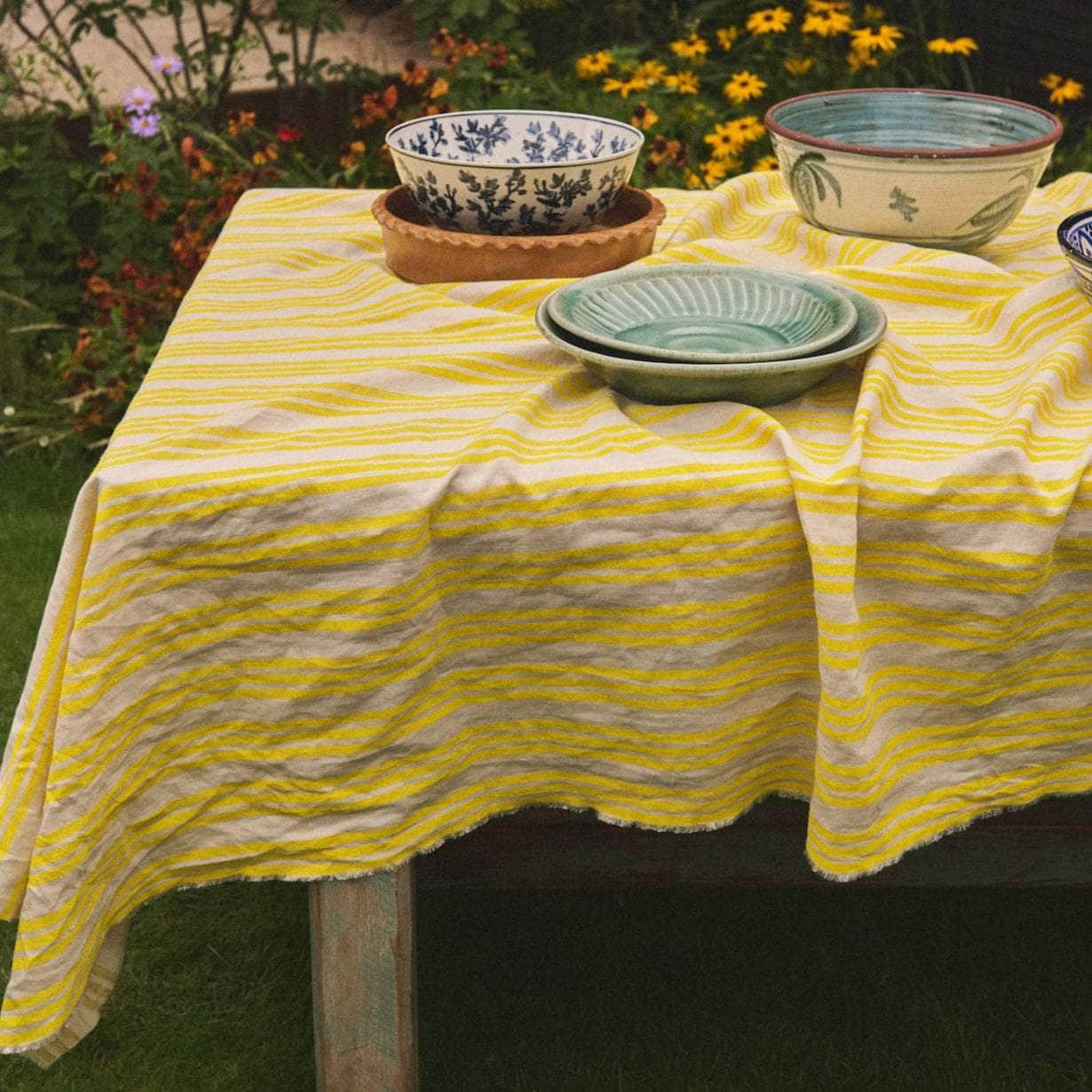 Lemon Striped Tablecloth