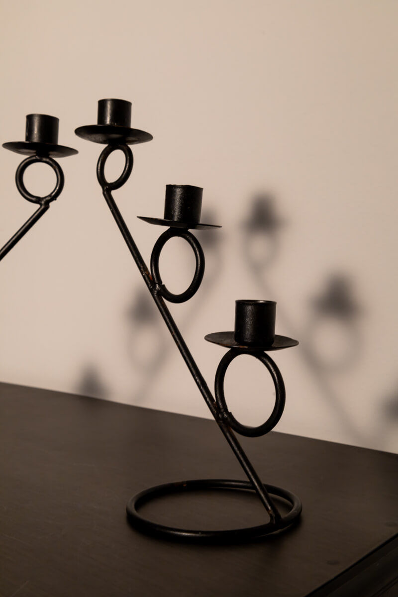 Modernist Metal Candle Holders Pair