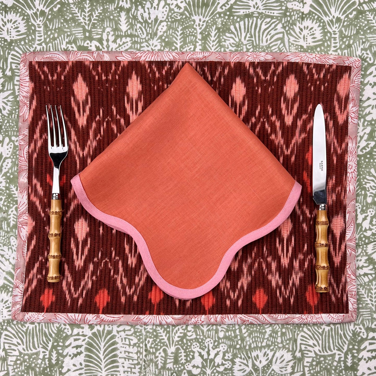 Gift Set: Set of Four Scallop Napkins (Rust & Pink)