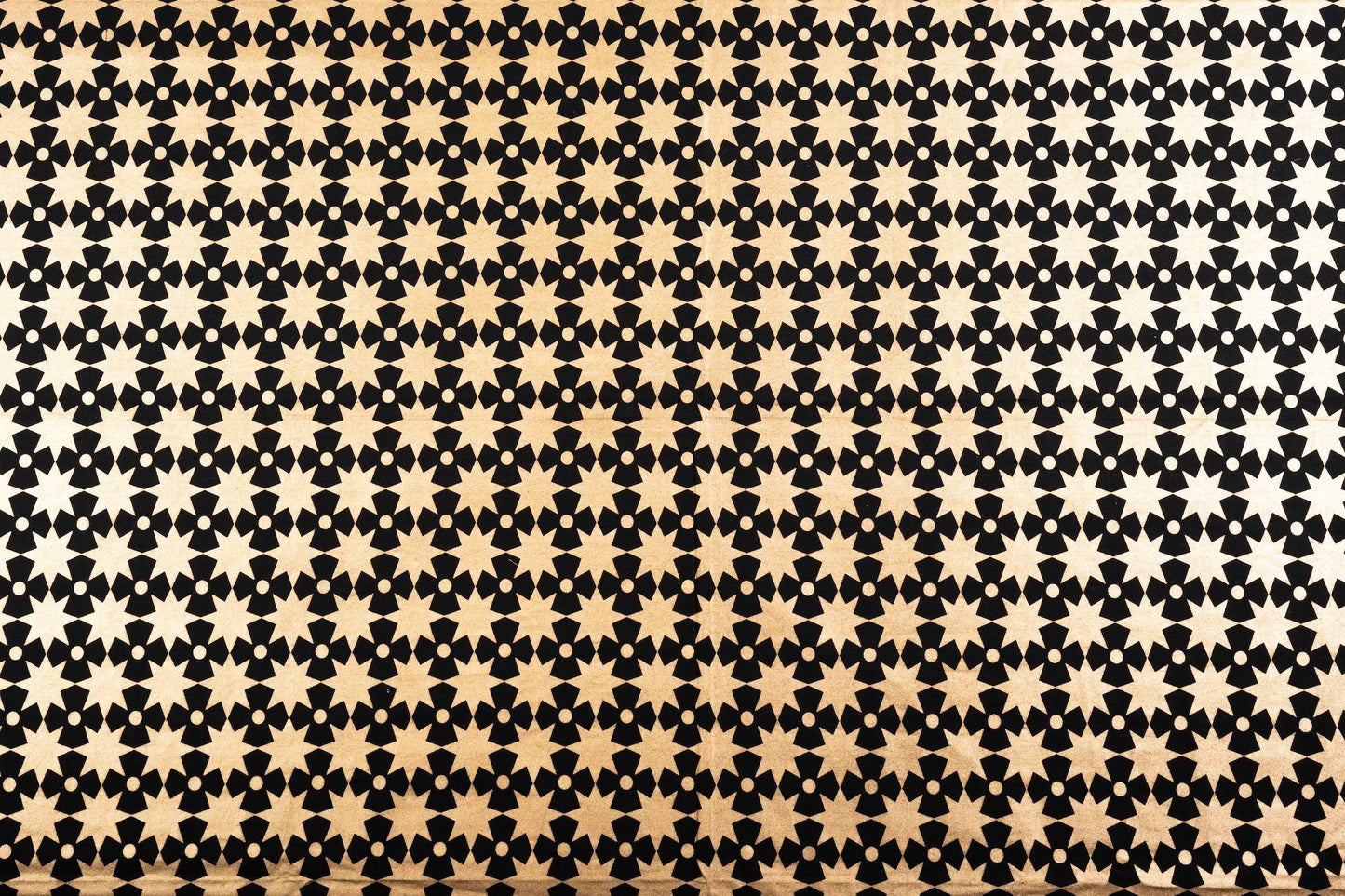 Festive Printed Cotton Tablecloth - Black / Gold Stars