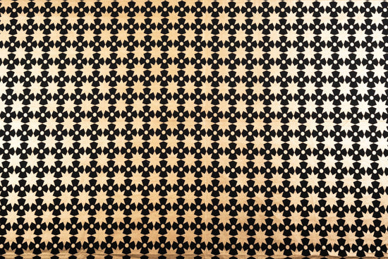 Festive Printed Cotton Tablecloth - Black / Gold Stars