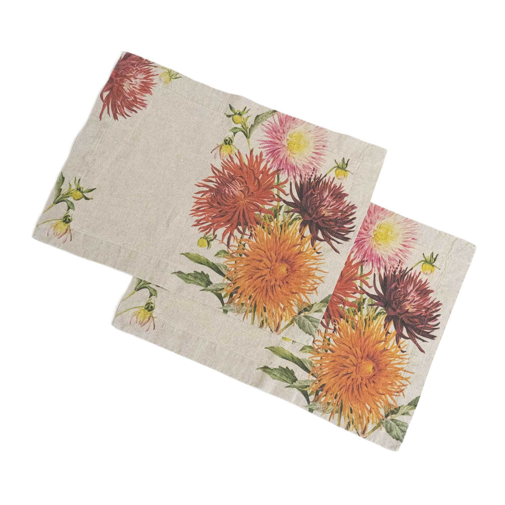 Linen Placemats COUNTRY FLOWERS  Set of 2