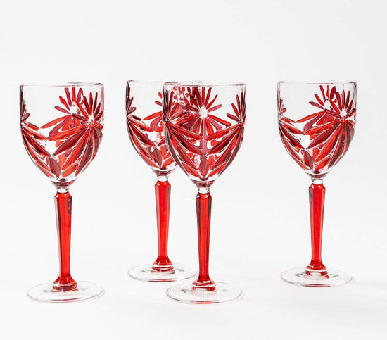 The Stars Hand-Painted Crystal Glasses - Set of 4 Goblets