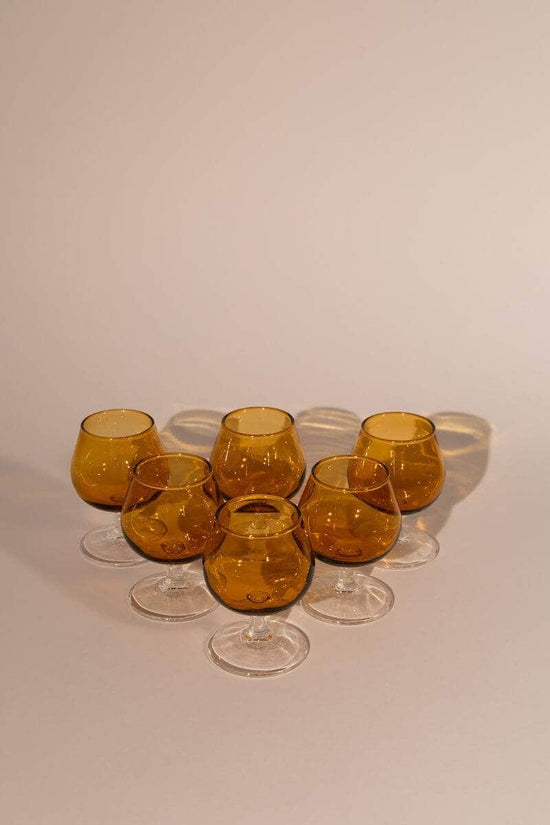 Vintage Spanish Amber Glasses Set of Six