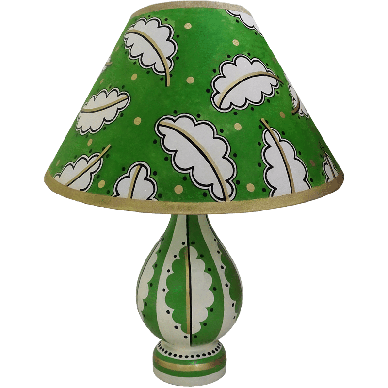 Oak Leaf Vase Lamp - Green Gold