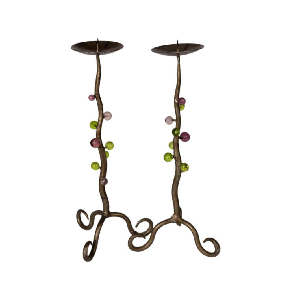 Vintage Sculptural Brass Candleholders