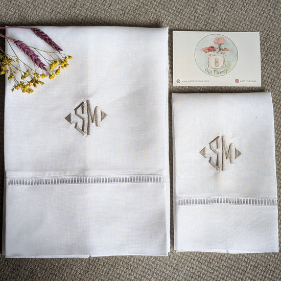 Personalised Monogrammed Linen Bath Towel - Set of 2