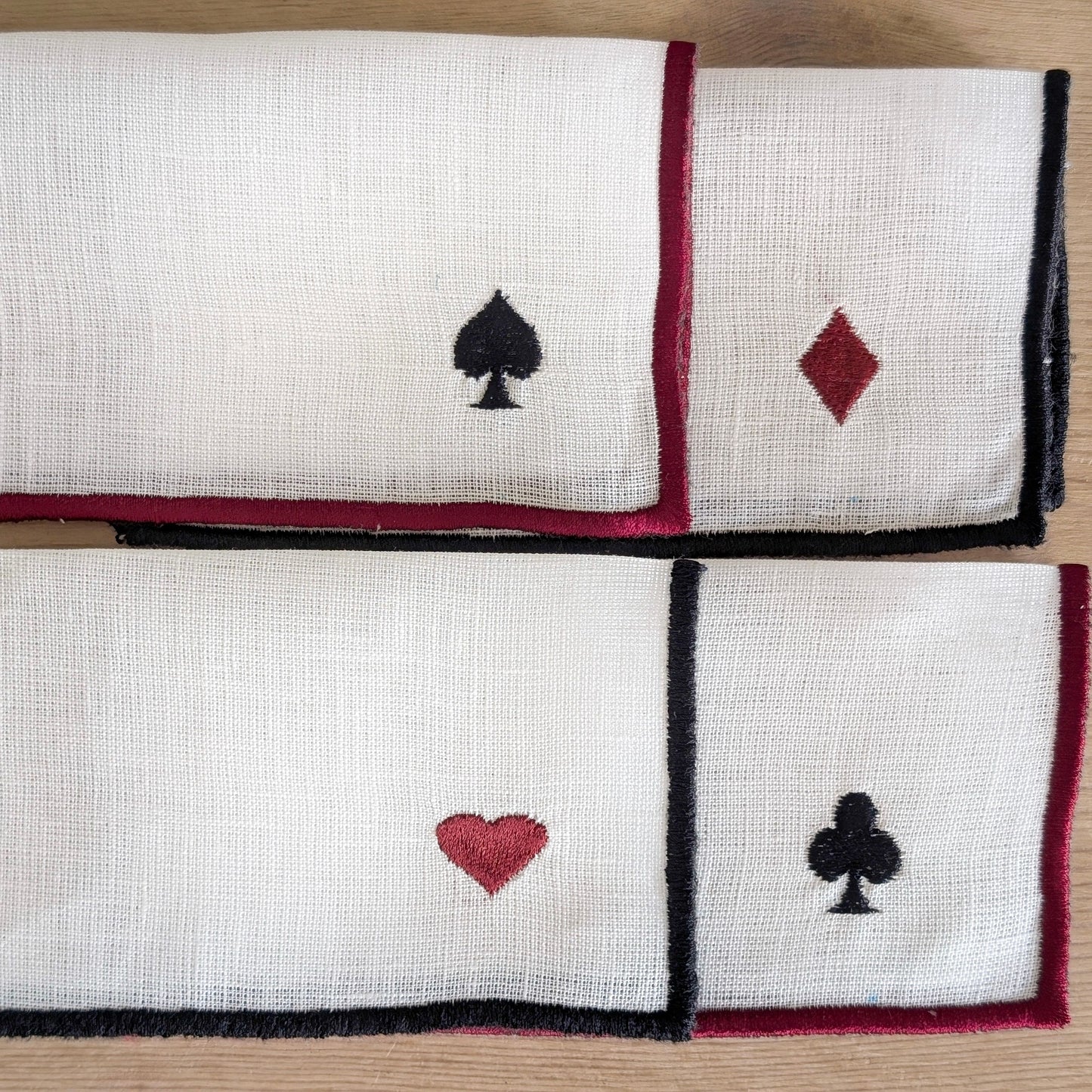 CASINO - Deck of Cards Embroidery Cocktail Napkin Set (Set of 4)