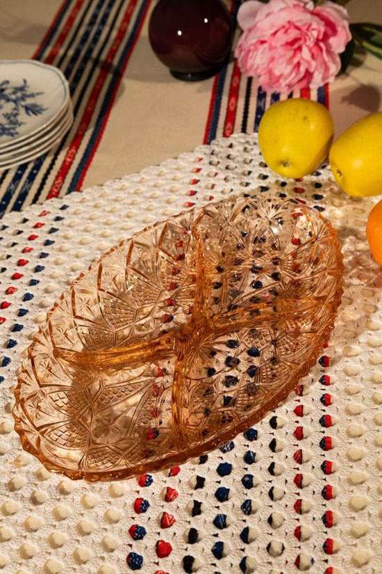 Vintage Pink Pressed Glass Platter