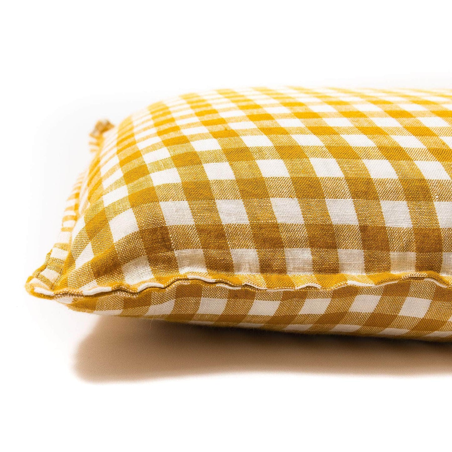 Linen Cushion in Yellow Check