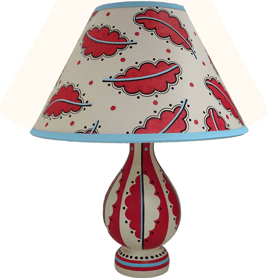 Oak Leaf Hand Painted 10" Lampshade in Red Blue