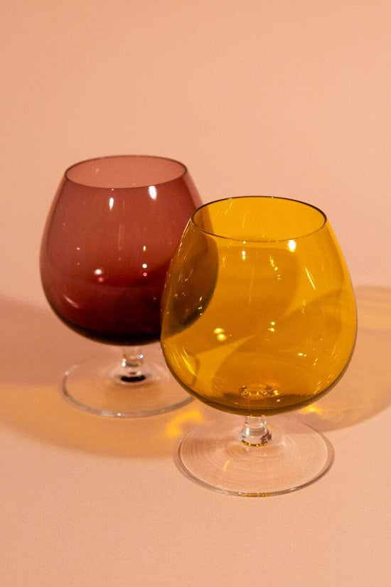 Vintage Multicolour Stemmed Glasses Pair