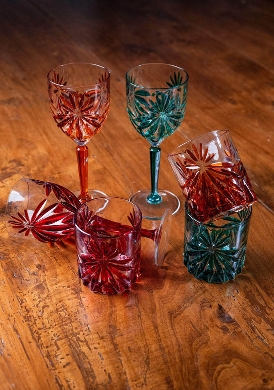 The Stars Hand-Painted Crystal Glasses - Set of 4 Goblets