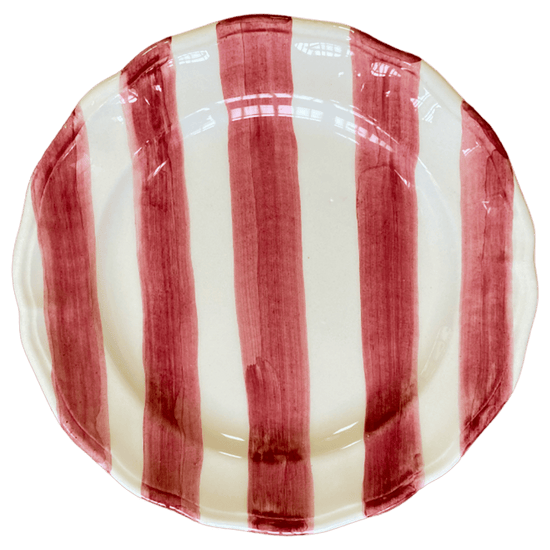 Set of Two Hand-Painted Ceramic Dessert Plate - Stripe Collection