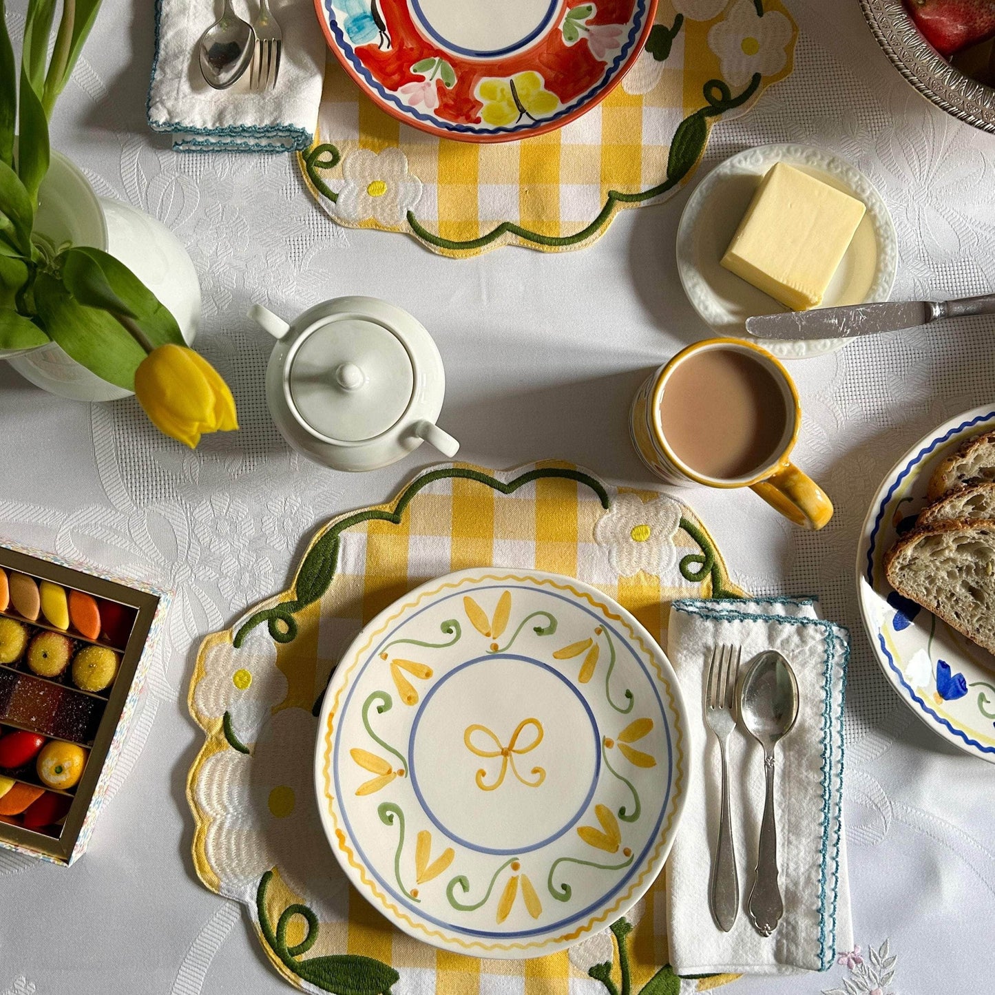 Yellow Ribbon Fleur Dessert Plate