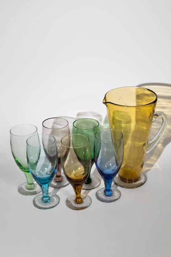 Vintage Multicolour Pitcher and Glasses Set