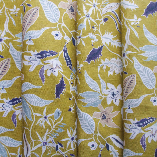 Printed Jasmine and Clematis Fabric - Yellow