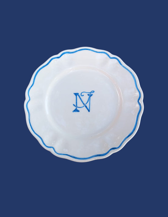 Personalised Ceramic Monogram Scalloped Plate Set