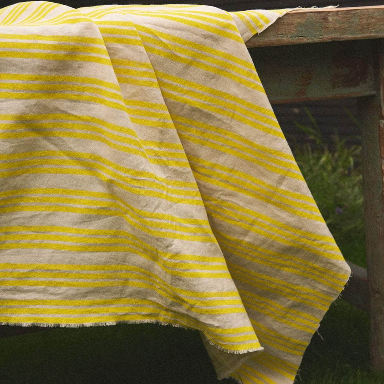 Lemon Yellow Striped Fabric