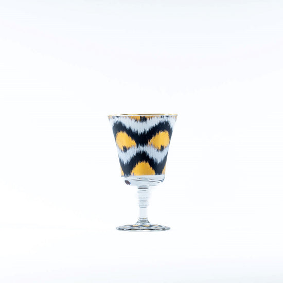 Ikat Gold Glasses - Black Goblet Set of 4