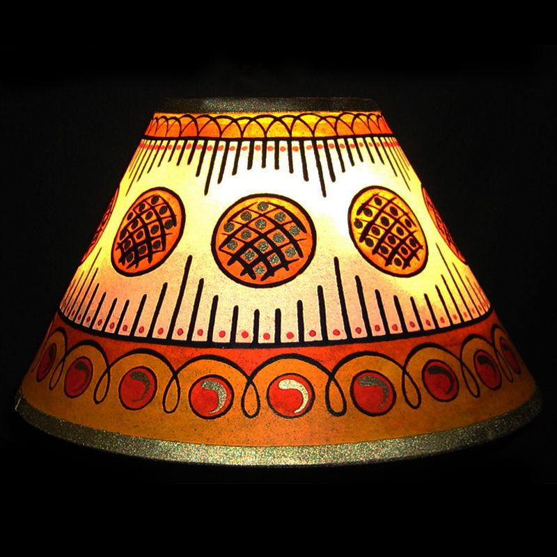 Circles & Stripes Hand Painted 10" Lampshade in Yellow Gold