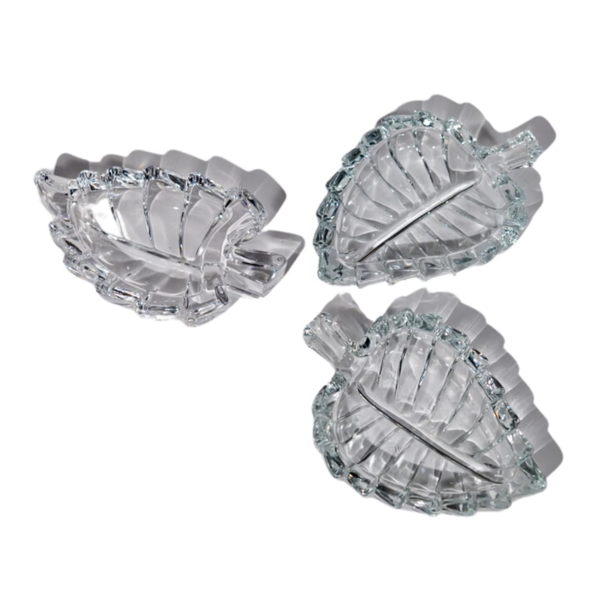 Art Glass Leaf Jewellery Dishes Set of Three