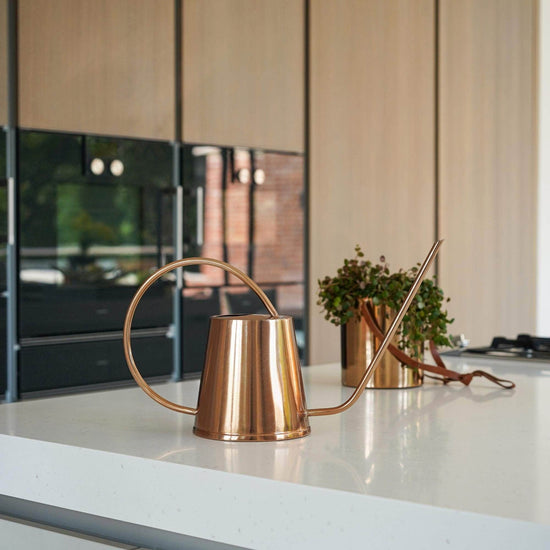 Copper Hanging Planter with Leather Strap