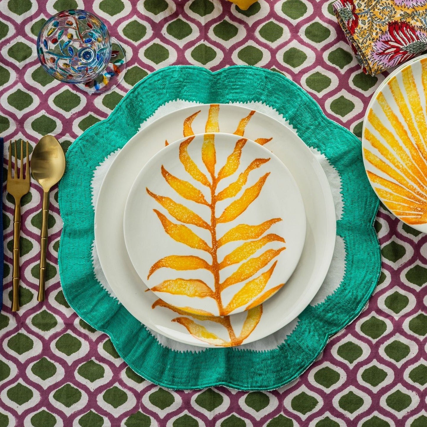 Hand-Painted Ceramic Plates - Leaves Collection