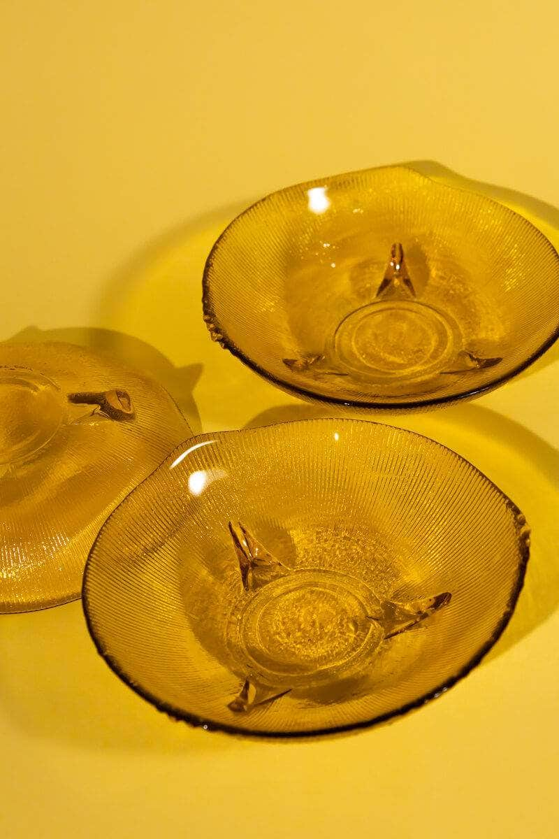 Vintage Amber Glass Bowls Set of Four