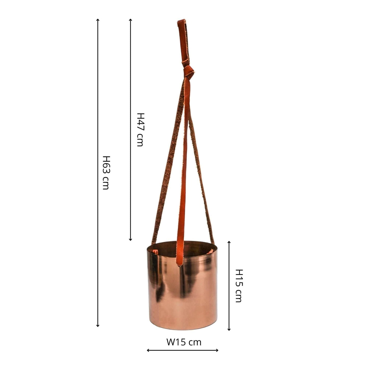 Copper Hanging Planter with Leather Strap