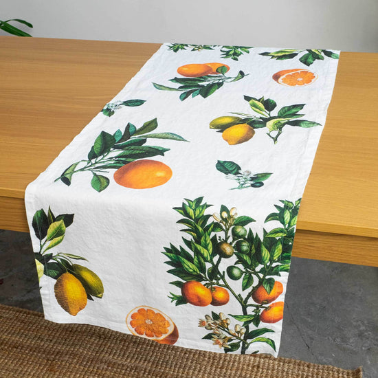 Linen Table Runner CITRUS  White