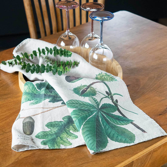 Linen Kitchen Towels OAK & HORSE CHESTNUT Set of 2