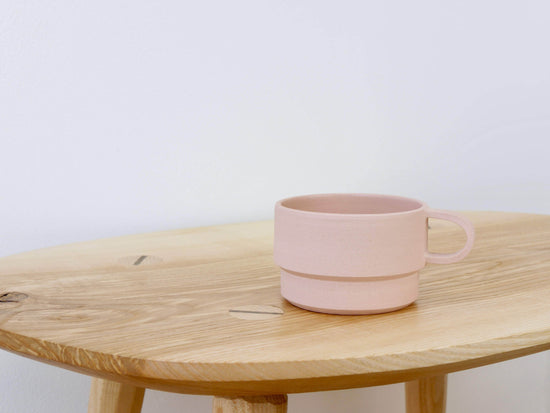 Short Angular Mug and Saucer Coffee Set, Blush