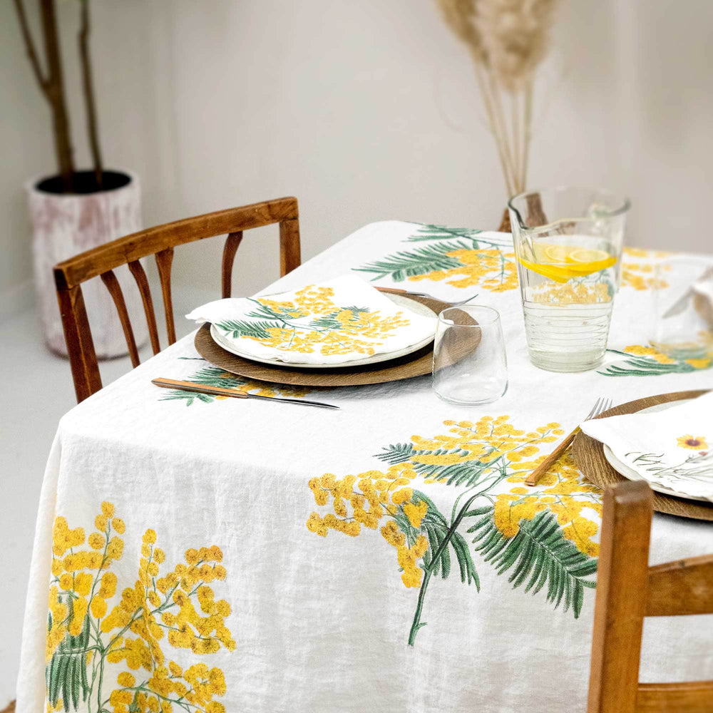 Linen tablecloth MIMOSA Off White