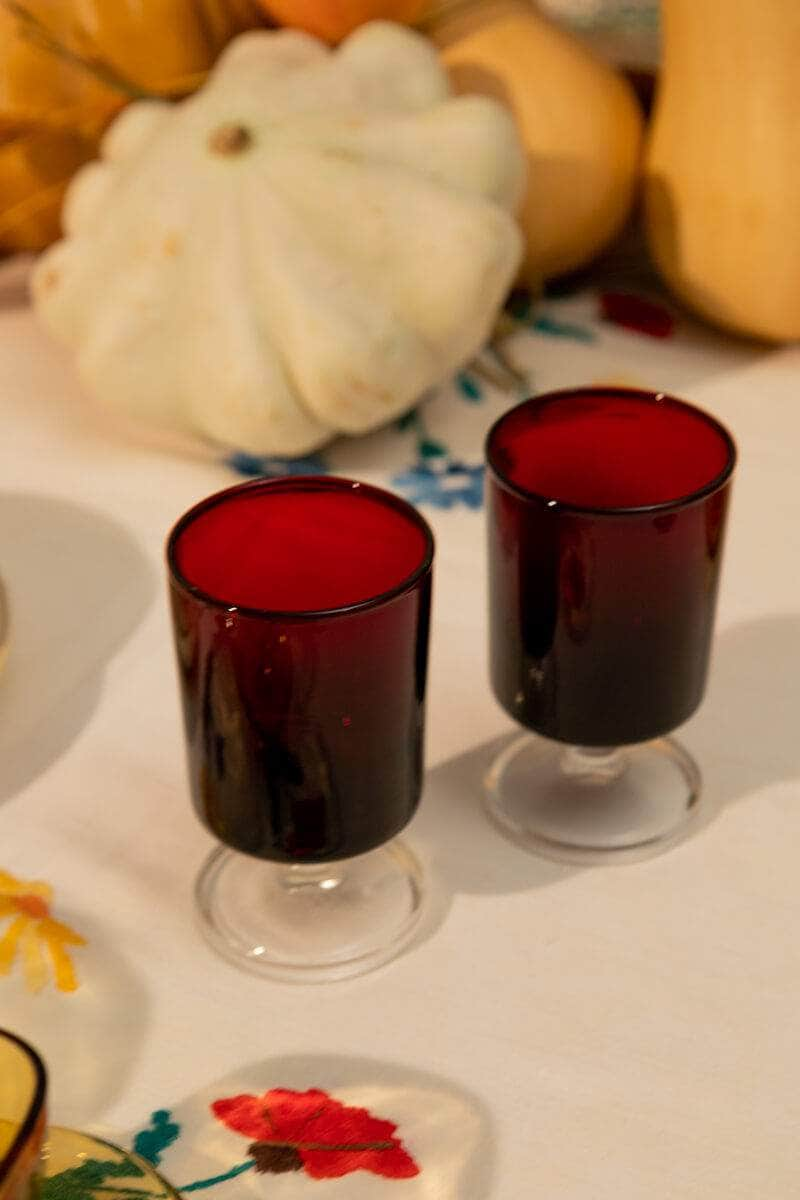 Vintage French Burgundy Glasses Pair