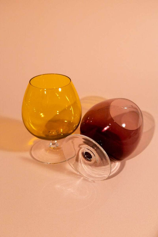 Vintage Multicolour Stemmed Glasses Pair