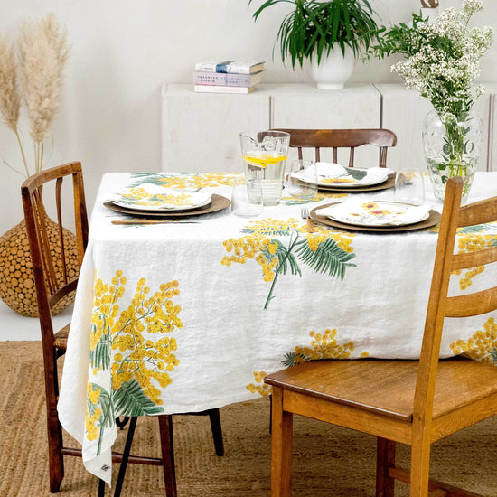 Linen tablecloth MIMOSA Off White