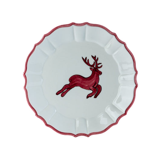 Christmas Hand-Painted Ceramic Plate - Red Deer Set of 2