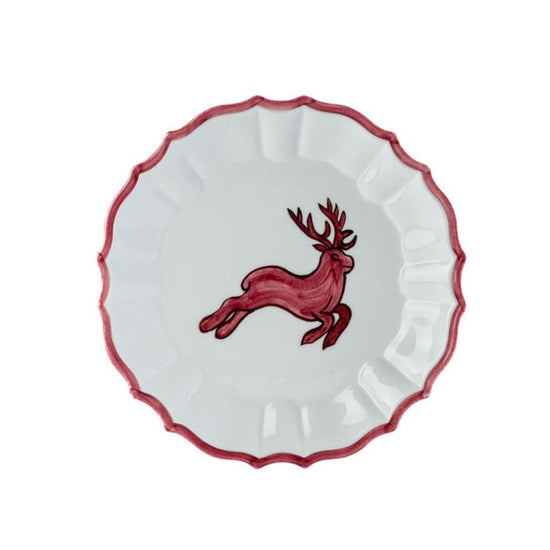 Christmas Hand-Painted Ceramic Plate - Red Deer Set of 2